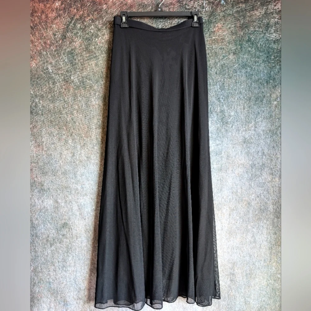 90s Sheer Overlay Maxi Skirt S Minimalist Evening Formal